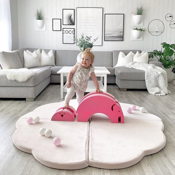 MeowBaby Pěnová hrací podložka mráček: růžová