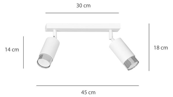 Stropní svítidlo HIRO 2 – bílé / chromové, 2× GU10, šířka 45 cm