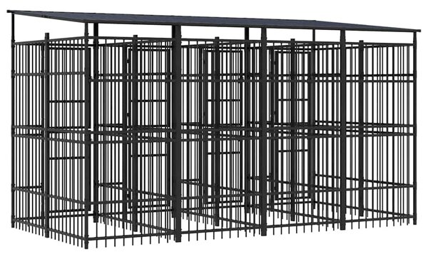Venkovní psí kotec se střechou ocel 7,37 m² 3097949