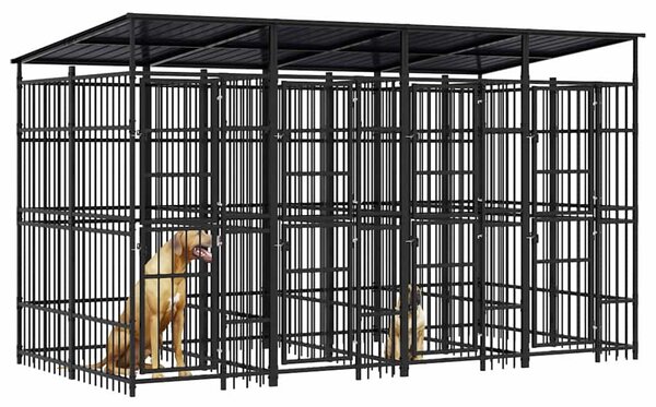 Venkovní psí kotec se střechou ocel 7,37 m² 3097949