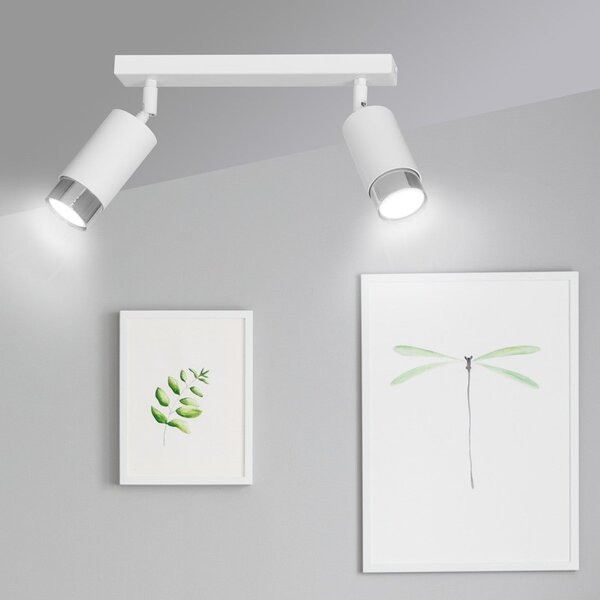 Stropní svítidlo HIRO 2 – bílé / chromové, 2× GU10, šířka 45 cm