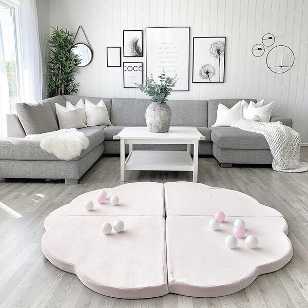 MeowBaby Pěnová hrací podložka mráček: růžová