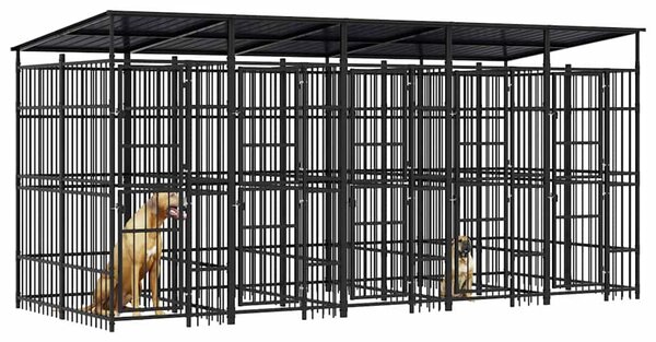 Venkovní psí kotec se střechou ocel 9,22 m² 3097950