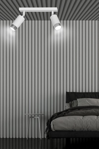 Stropní svítidlo HIRO 2 – bílé / chromové, 2× GU10, šířka 45 cm