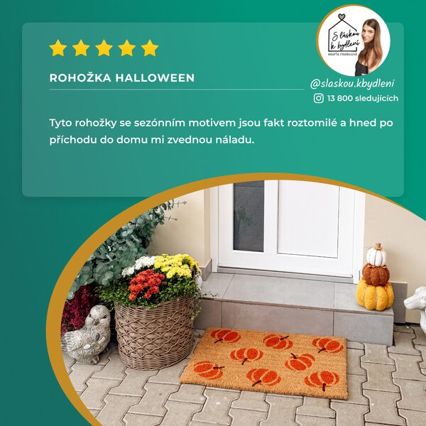 Hanse Home, Rohožka Halloween oranžové dýně 105677 - na ven i na doma, 45x75, oranžová, chodba / předsíň