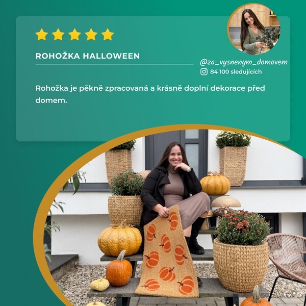Hanse Home, Rohožka Halloween oranžové dýně 105677 - na ven i na doma, 45x75, oranžová, chodba / předsíň