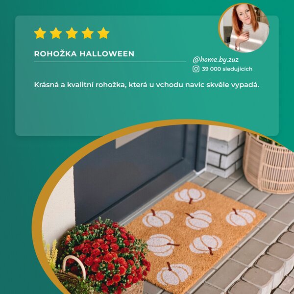 Hanse Home, Rohožka Halloween bílé dýně 105676 - na ven i na doma, 45x75, bílá, chodba / předsíň