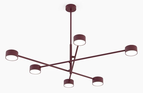 Stropní svítidlo NATSU 6 – vínové, 6× GX53, šířka 84 cm