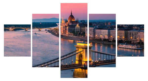 Obraz - Panorama města, Budapešť, Maďarsko (125x70 cm)