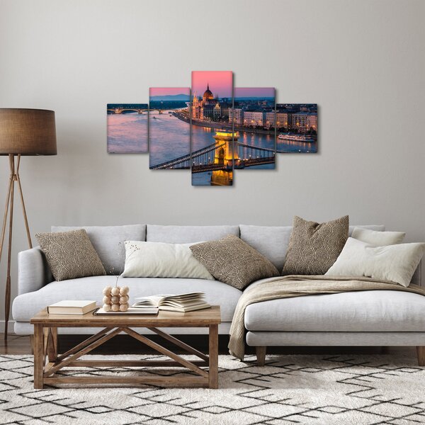 Obraz - Panorama města, Budapešť, Maďarsko (125x70 cm)