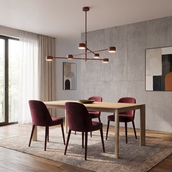 Stropní svítidlo NATSU 6 – vínové, 6× GX53, šířka 84 cm
