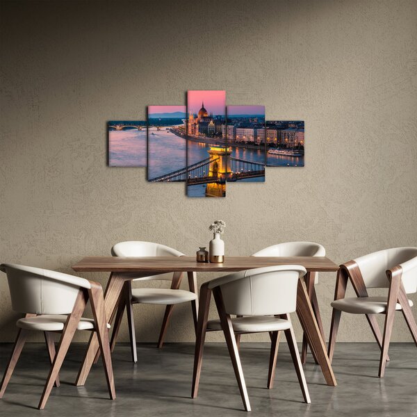 Obraz - Panorama města, Budapešť, Maďarsko (125x70 cm)