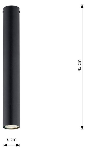 Stropní svítidlo TECNO 1L – černé, 1× GU10, šířka 6 cm