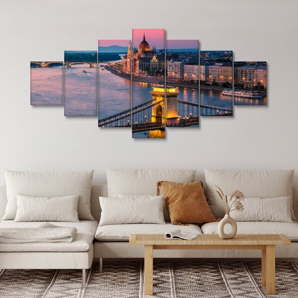 Obraz - Panorama města, Budapešť, Maďarsko (210x100 cm)