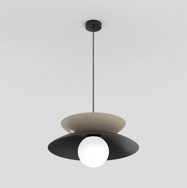 Závěsné svítidlo NAGOYA 1 – černé / moka, bílé sklo, 1× G9, šířka 41 cm