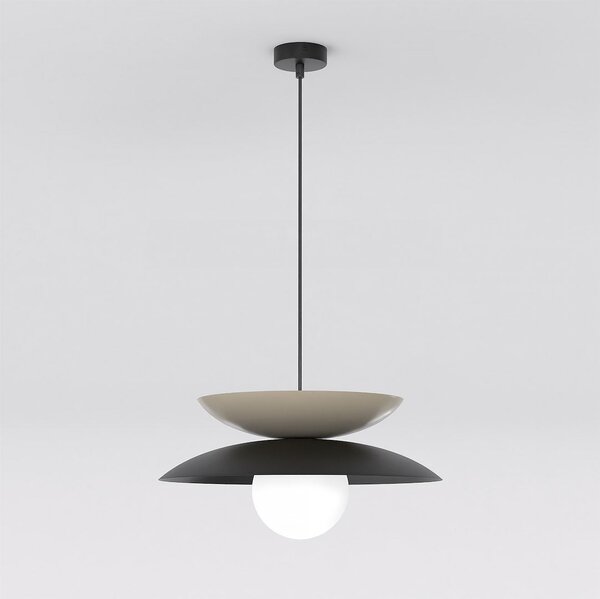 Závěsné svítidlo NAGOYA 1 – černé / moka, bílé sklo, 1× G9, šířka 41 cm