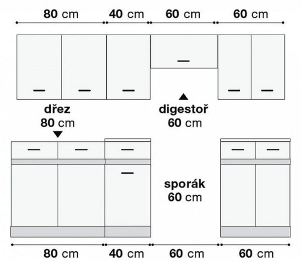 Kuchyň JUNONA MODUL VERZE2 BBL 240 cm, bílá/modřín sibiu zlatý