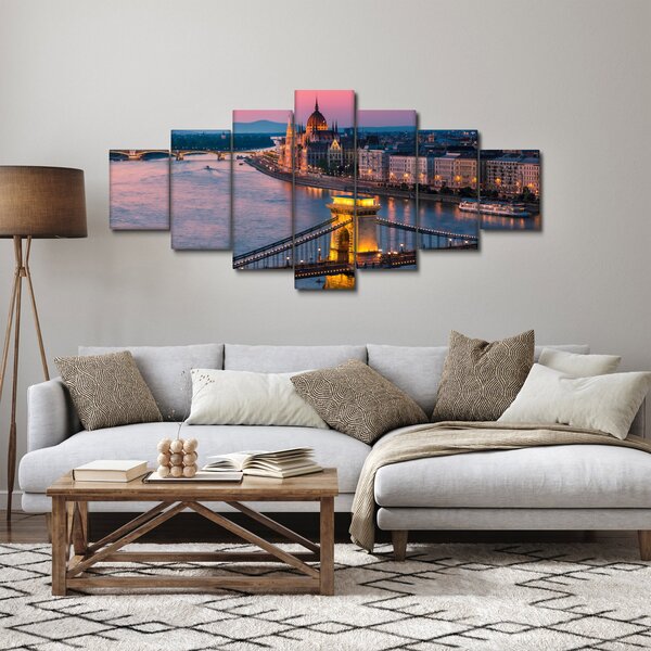 Obraz - Panorama města, Budapešť, Maďarsko (210x100 cm)