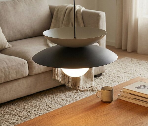 Závěsné svítidlo NAGOYA 1 – černé / moka, bílé sklo, 1× G9, šířka 41 cm