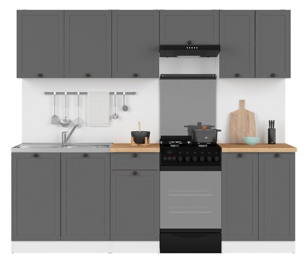 Kuchyň JUNONA MODUL VERZE2 BBL RAMKA 230 cm, bílá/grafit