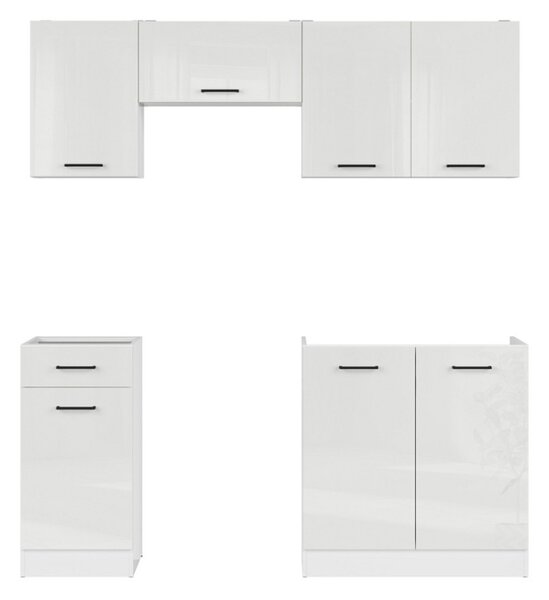 Kuchyň JUNONA MODUL VERZE2 BBL TAFLA 180 cm, bílá/bílá křída lesk