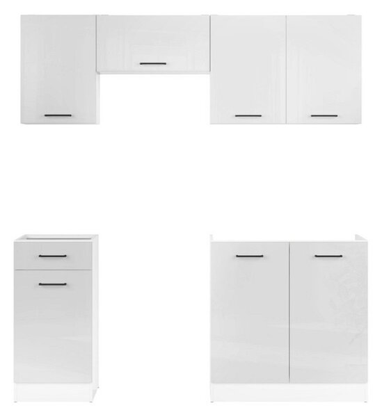 Kuchyň JUNONA MODUL VERZE2 BBL TAFLA 180 cm, bílá/světle šedý lesk