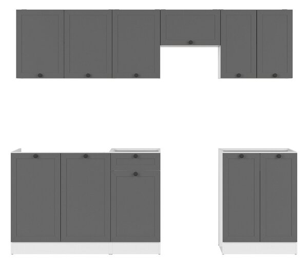 Kuchyň JUNONA MODUL VERZE2 BBL RAMKA 230 cm, bílá/grafit