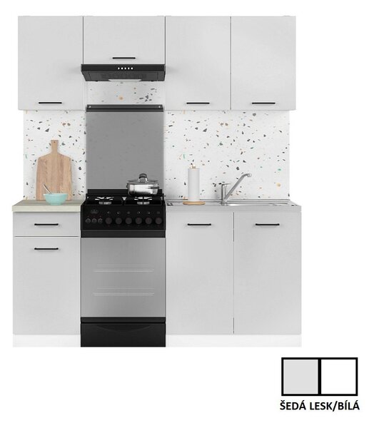 Kuchyň JUNONA MODUL VERZE2 BBL TAFLA 170 cm, bílá/světle šedý lesk