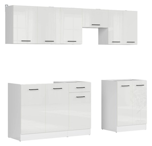 Kuchyň JUNONA MODUL VERZE2 BBL TAFLA 230 cm, bílá/bílá křída lesk