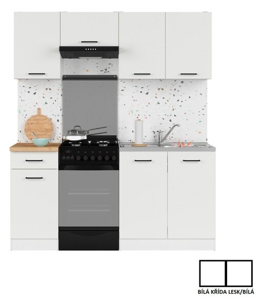 Kuchyň JUNONA MODUL VERZE2 BBL TAFLA 170 cm, bílá/bílá křída lesk