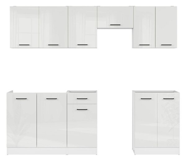 Kuchyň JUNONA MODUL VERZE2 BBL TAFLA 230 cm, bílá/bílá křída lesk