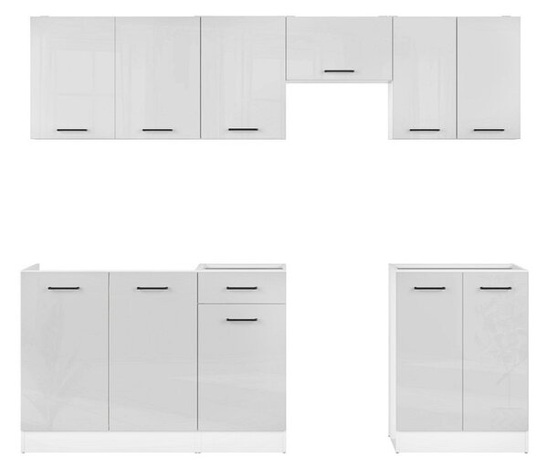 Kuchyň JUNONA MODUL VERZE2 BBL TAFLA 230 cm, bílá/světle šedý lesk