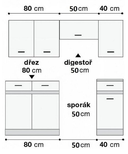 Kuchyň JUNONA MODUL VERZE2 BBL TAFLA 170 cm, bílá/bílá křída lesk