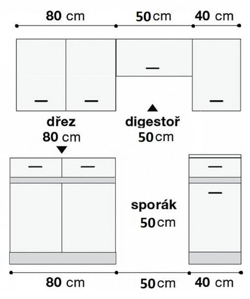 Kuchyň JUNONA MODUL VERZE2 BBL RAMKA 170 cm, bílá/grafit