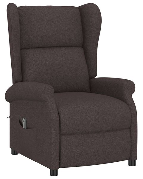 Elektrické polohovací křeslo ušák tmavě hnědé textil 3098324