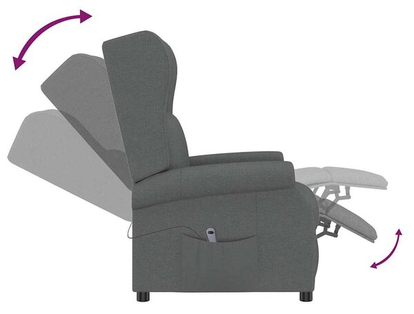 Elektrické polohovací křeslo ušák tmavě šedé textil 3098320