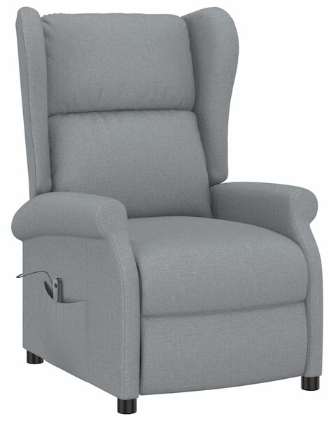 Elektrické polohovací křeslo ušák světle šedé textil 3098319