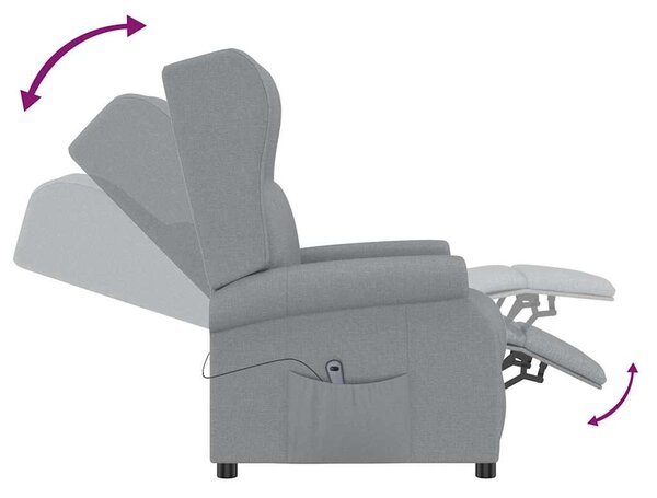 Elektrické polohovací křeslo ušák světle šedé textil 3098319