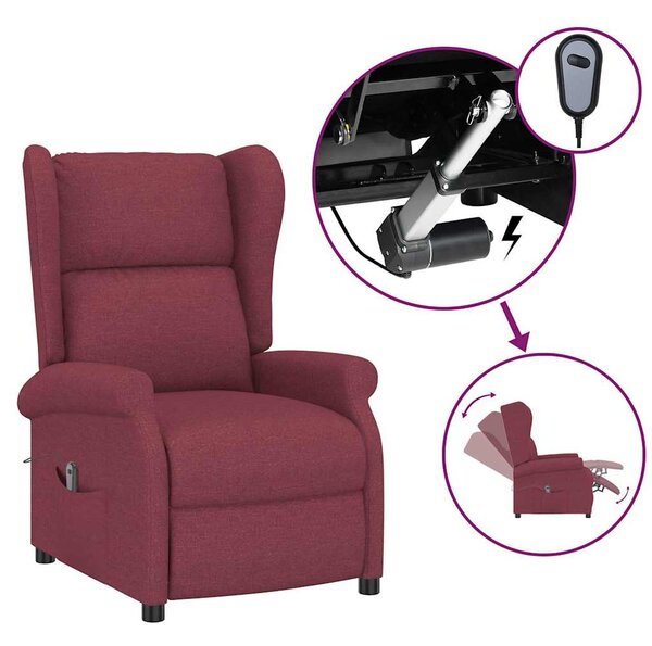 Elektrické polohovací křeslo ušák vínové textil 3098322