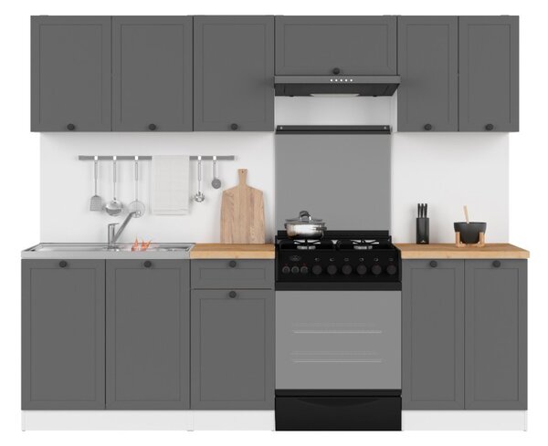 Kuchyň JUNONA MODUL VERZE2 BBL RAMKA 240 cm, bílá/grafit