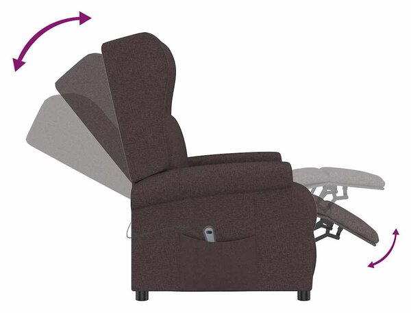 Elektrické polohovací křeslo ušák tmavě hnědé textil 3098324