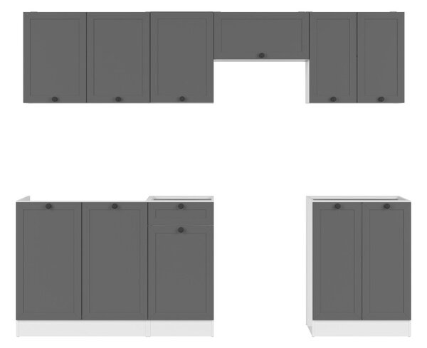 Kuchyň JUNONA MODUL VERZE2 BBL RAMKA 240 cm, bílá/grafit
