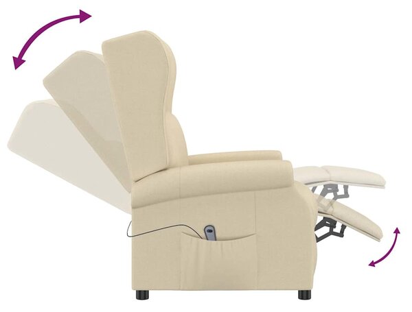 Elektrické polohovací křeslo ušák krémové textil 3098328