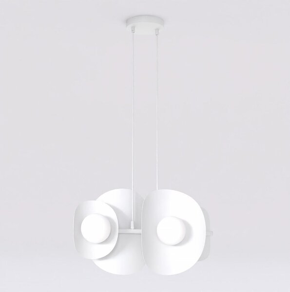 Závěsné svítidlo ELEMENTI 4 – celobílé, sklo, 4× G9, šířka 54 cm
