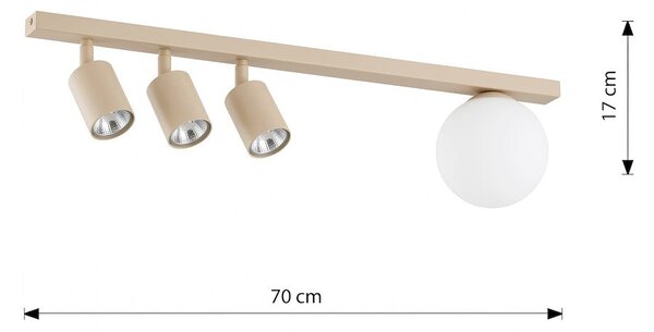 Stropní svítidlo BASTER 4 – moka, opálové sklo, 4× GU10/E14, šířka 70 cm