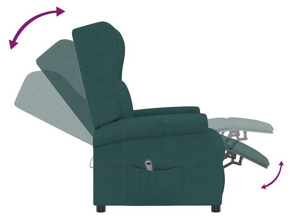 Elektrické polohovací křeslo ušák tmavě zelené textil 3098325