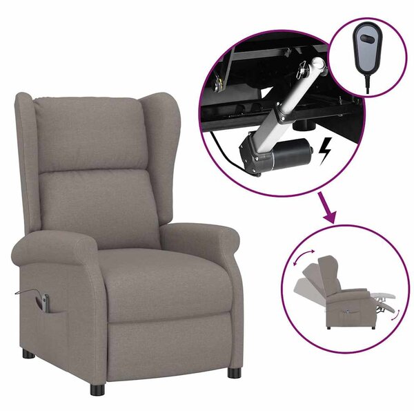 Elektrické polohovací křeslo ušák taupe textil 3098327
