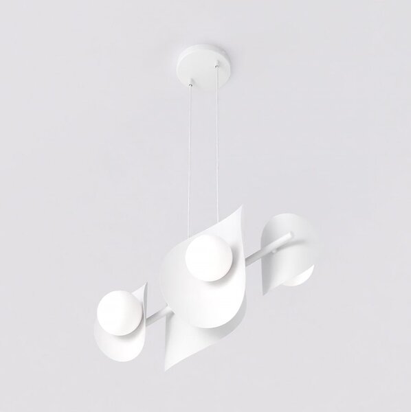 Závěsné svítidlo ELEMENTI 4 – celobílé, sklo, 4× G9, šířka 54 cm