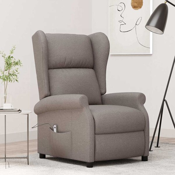 Elektrické polohovací křeslo ušák taupe textil 3098327
