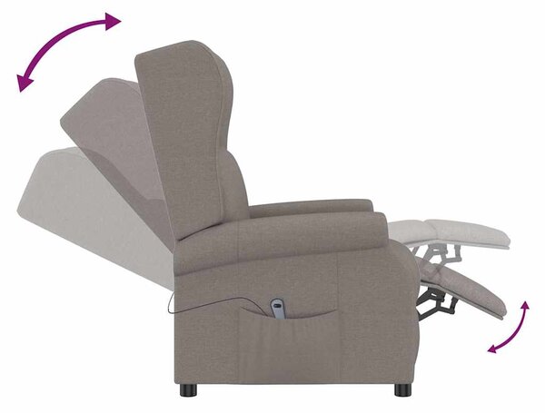 Elektrické polohovací křeslo ušák taupe textil 3098327